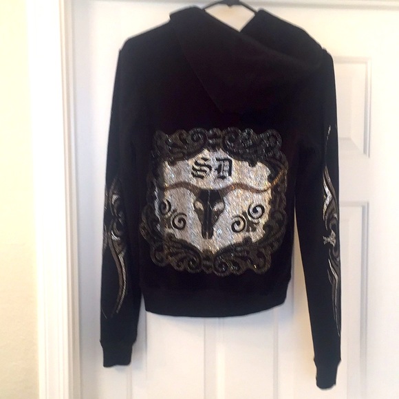 Silver Dagger Jackets & Blazers - Silver Dagger  black Hoodie, rhinestone longhorn L